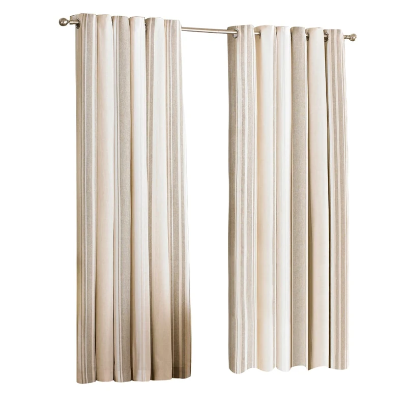 Riva Paoletti Broadway Ringtop Eyelet Curtains (Pair) - Coffee, Beige And Cream, 168cm x 183cm - Image 1