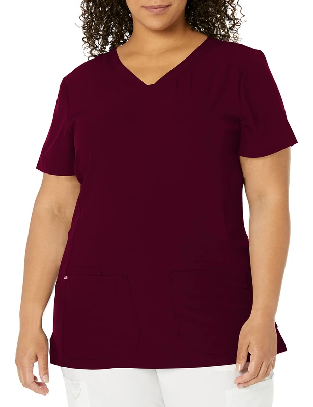 HeartSoul Women's Pitter-Pat V-Neck Scrubs Shirt - red - Medium - Image 1