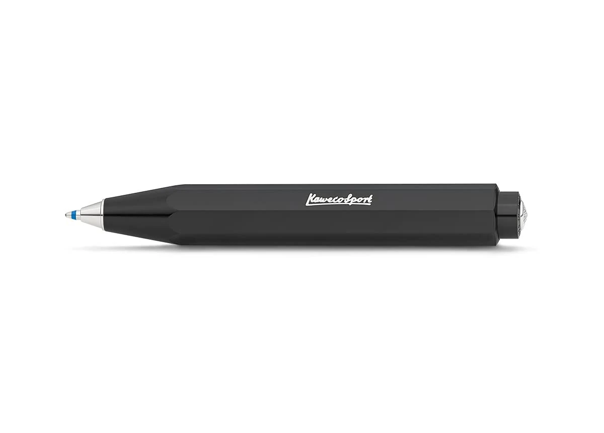 Kaweco SKYLINE SPORT Ball Pen Black I Retractable Ballpoint Pen in Summery Design with Standard D1 Refills I Exclusive Biro 10.5 cm