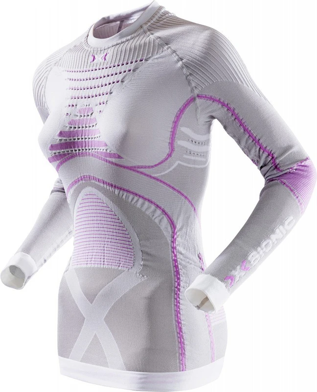 X-Bionic Women's Radiactor Evo Underwear Shirt Long Sleeve Base Layer - Silver/Fucsia, X-Small - Image 1