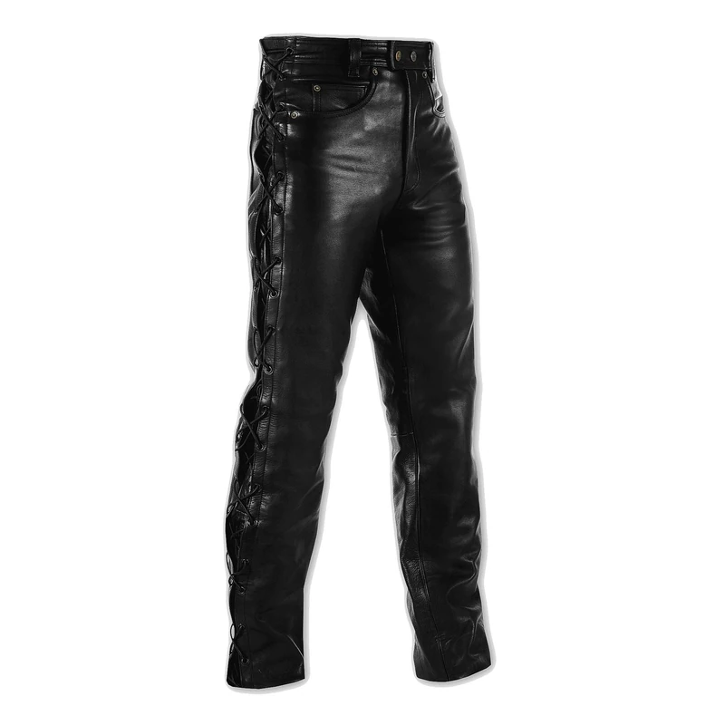 A-Pro Men's motorcycle/motorbike/biker leather trousers, black, 36
