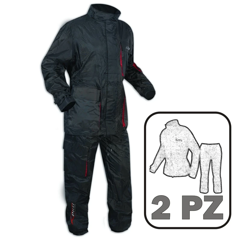 A-Pro Motorcycle Combi Scooter Motorcycle Rain Trousers Rain Jacket Waterproof Black 3XL