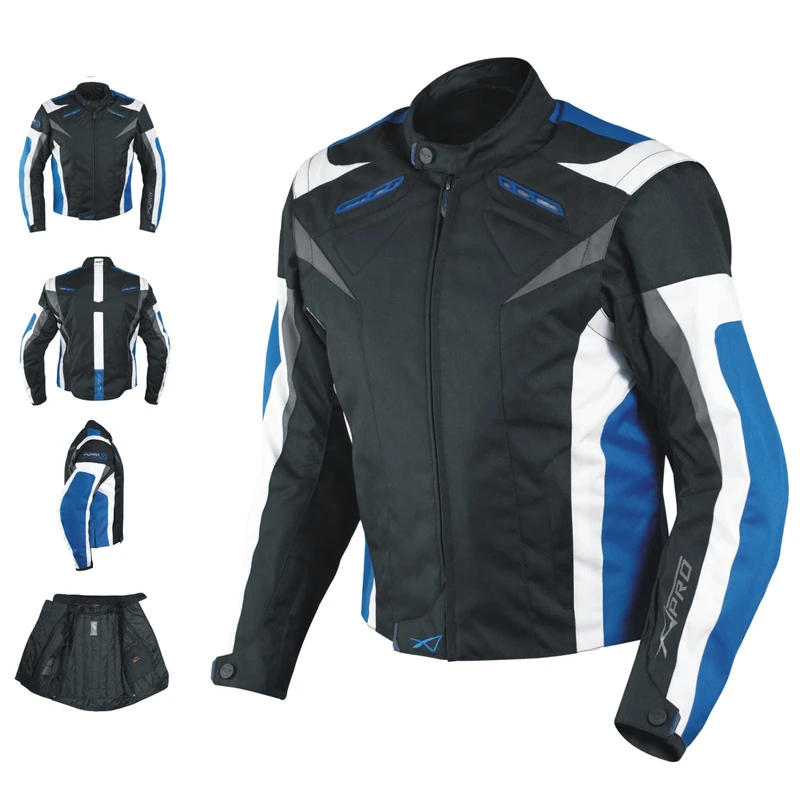 A-pro motorcycle jacket, CE protectors, sport, textile. motorcycle, thermal lining, blue, XL