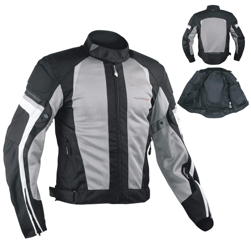 A-Pro Summer Motorbike Mesh Sport Race Touring CE Armoured Jacket Motorcycle Grey M