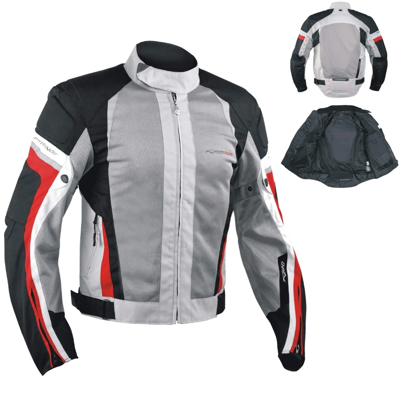 A-Pro Summer Mesh Motorcycle Jacket Sports Motorbike Racing Touring Grey/Red Size XXL