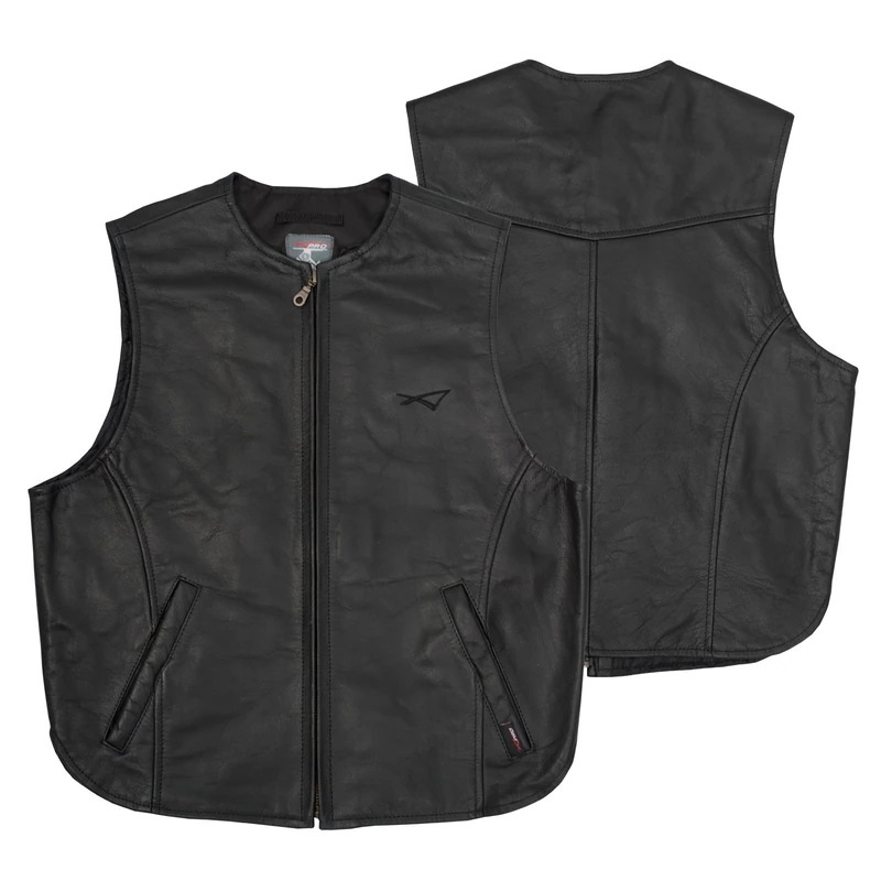 A-Pro Biker Vest Leather Cowhide Motorcycle Quality Moped Custom Chopper Black M
