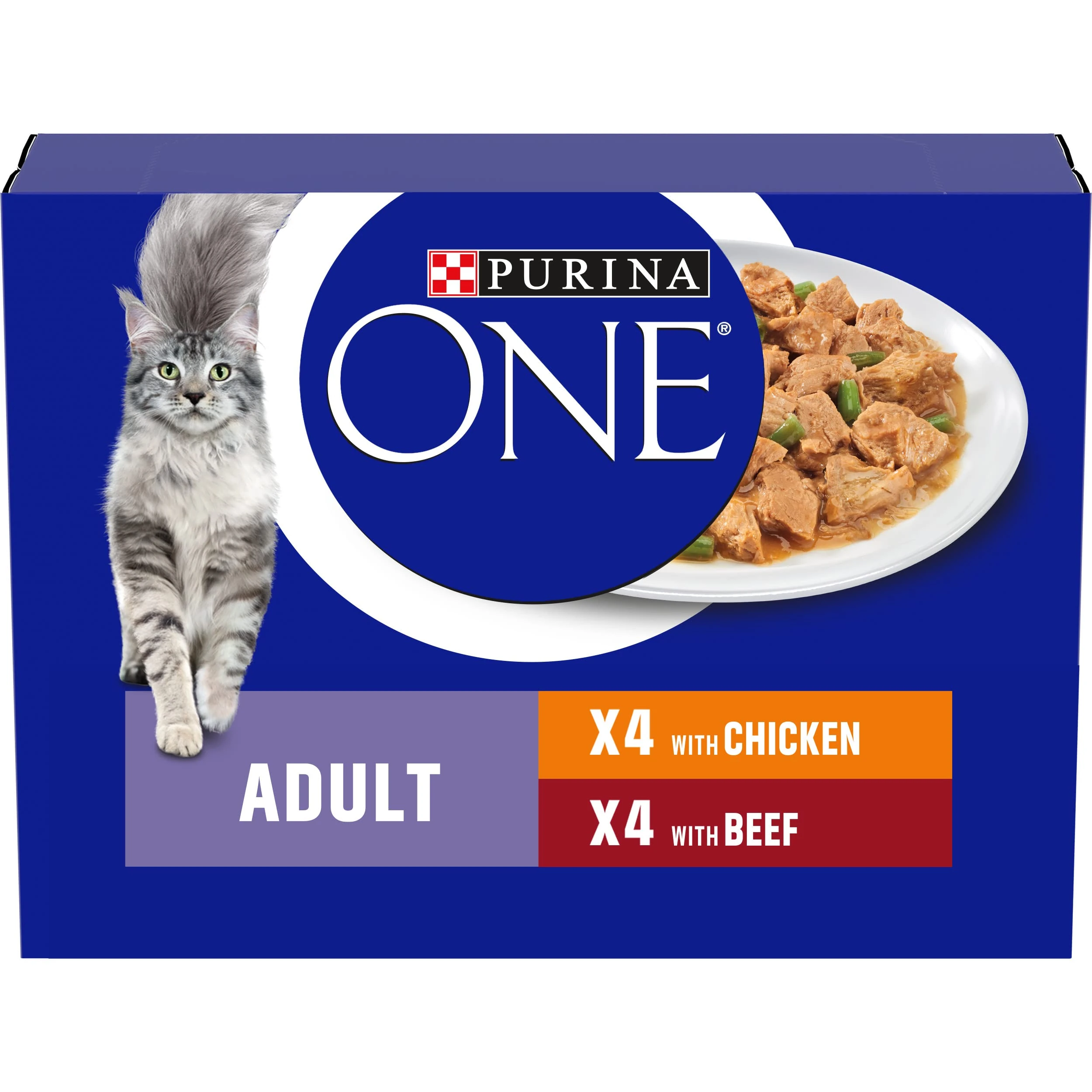 PURINA ONE Mini Fillets Chicken and Beef Wet Cat Food 8x85g (Pack of 5)