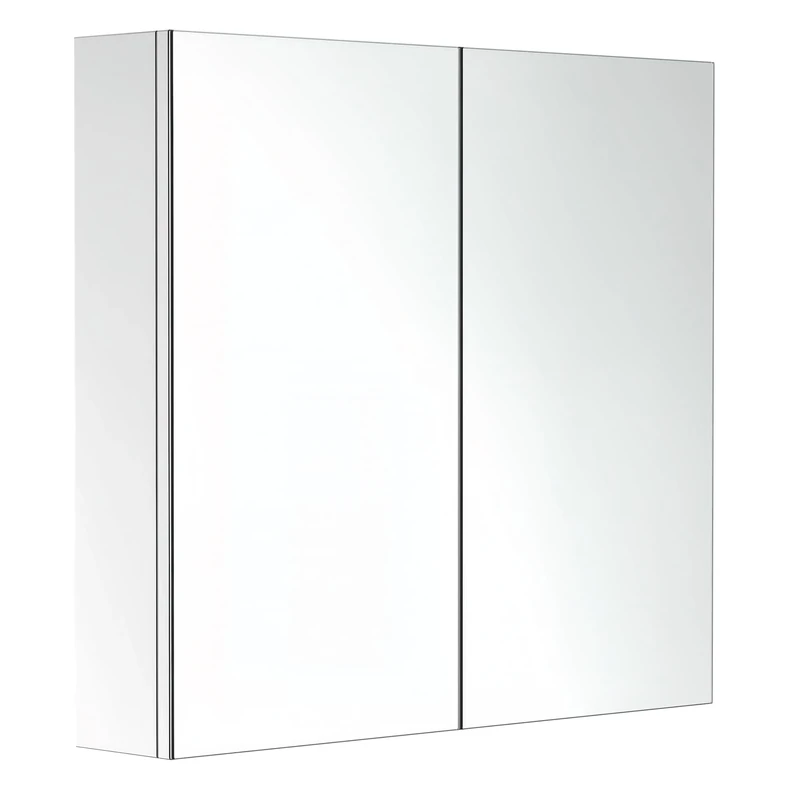 HOMCOM Bathroom Mirror Cabinet, Stainless Steel Wall Mounted Bathroom Storage Cabinet with Double Doors, 60x55cm
