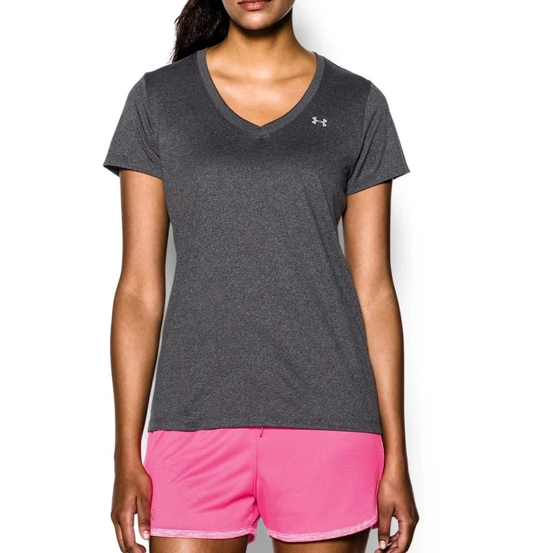 Under Armour Women Tech Short Sleeve V - Solid, Ladies T Shirt Made of 4-Way Stretch Fabric, Ultra-light & Breathable Running Apparel for Women