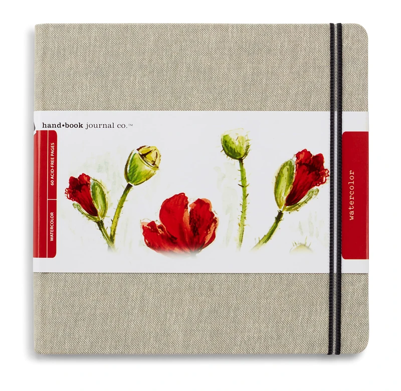 Speedball Linen Watercolour Journal 300gsm, Square, White, 8.25 x 8.25", For Painting, Drawing, Students, Artists, Journaling
