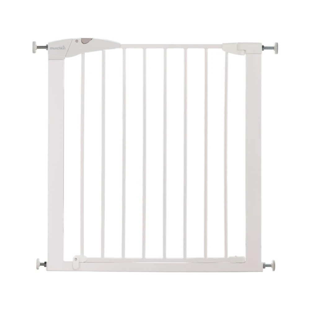 Munchkin Stair Gate Maxi Secure Toddler & Baby Gate 76-82cm extends up to 117cm with separately sold extensions | Pressure Fit Baby Safety & Dog Gate for Doorways | No-Screw Install Child Gate, White