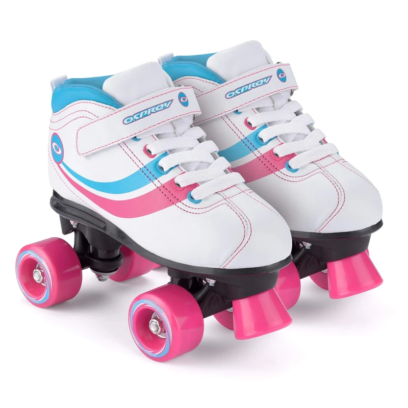 Osprey Disco Quad Roller Skates for Adults and Kids, Retro Roller Boots with ABEC 7 Bearings, UK ADULT 2/EU 34, White