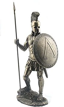 14.38 Inch Spartan Warrior with Spear and Hoplite Shield Figurine