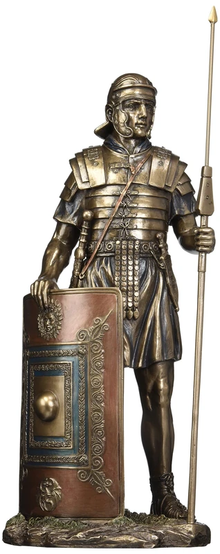14.38" Roman Soldier with Javelin and Shield Cold Cast Bronze Figurine