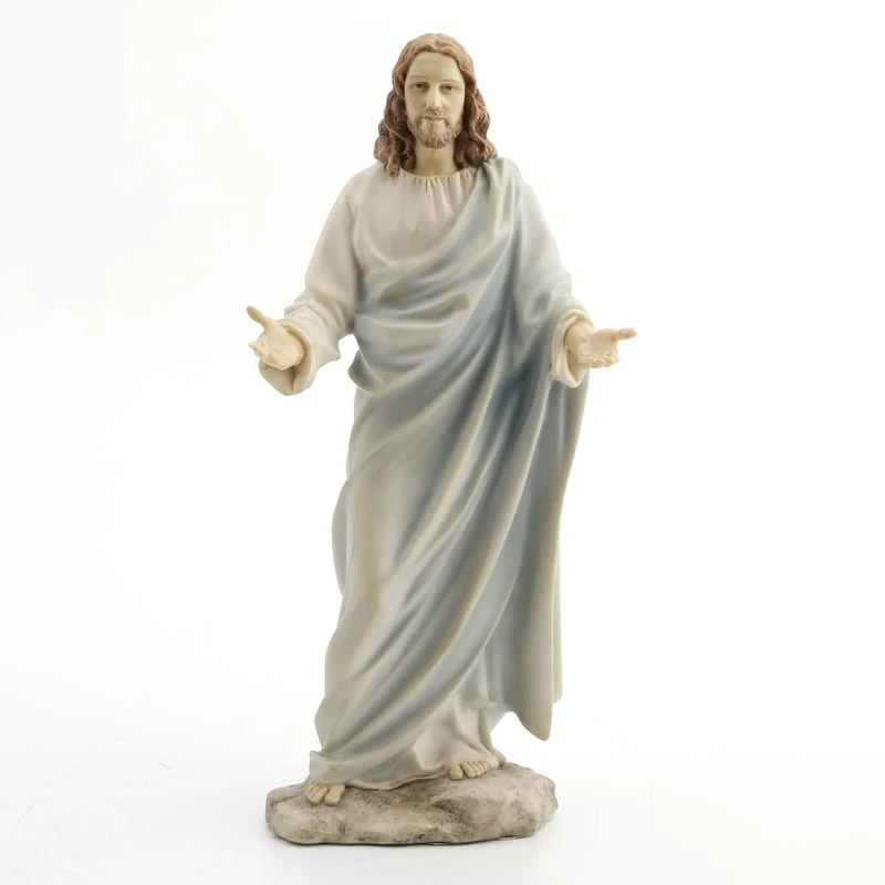 US 11.75 Inch Jesus with Open Arms Decorative Statue Figurine, White