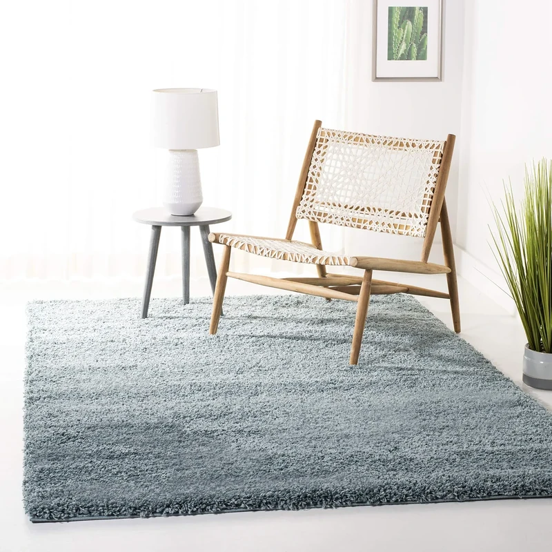 Safavieh Shaggy Indoor Woven Rectangle Area Rug, California Shag Collection, SG151, in Light Blue, 91 X 152 cm for Living Room, Bedroom or Any Indoor Space