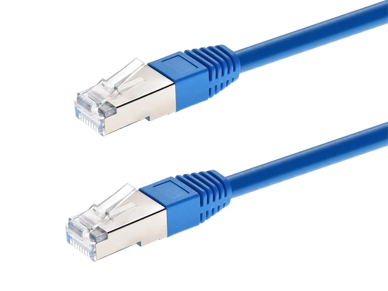 Monoprice Cat6A 100ft Blue Patch Cable Double Shielded (S/FTP) 26AWG 10G Pure Bare Copper Molded RJ45 Entegrade Series Ethernet Cable