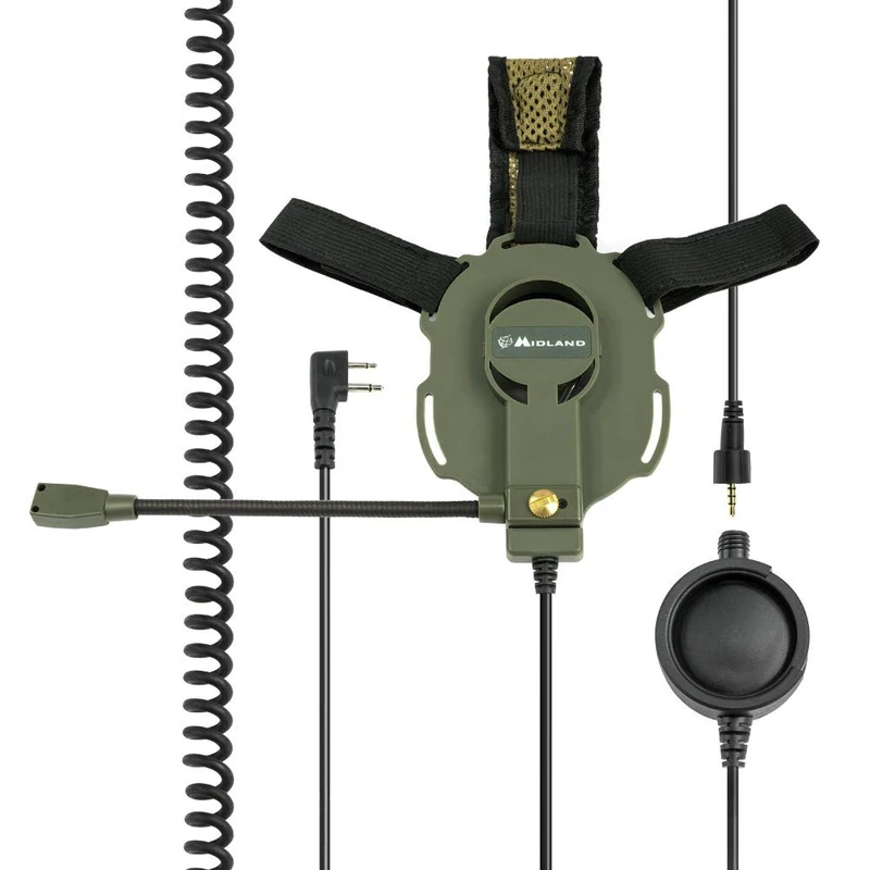 Midland - Bow-M Evo Headset with Removable Boom Microphone and 180° Rotation - Softair and Paintball Headset with Dual Listening System, Silicone Inserts, Large PTT Button for Use with Gloves - Image 1