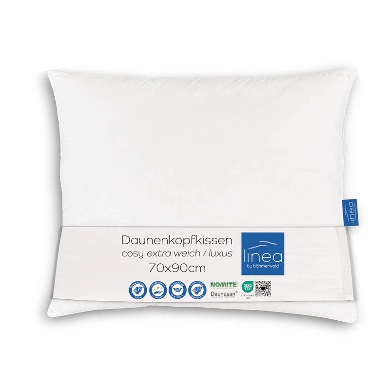 Böhmerwald Luxury pillow, 100% down, filling weight: 600 g, extra soft, 1 piece (1 pack)