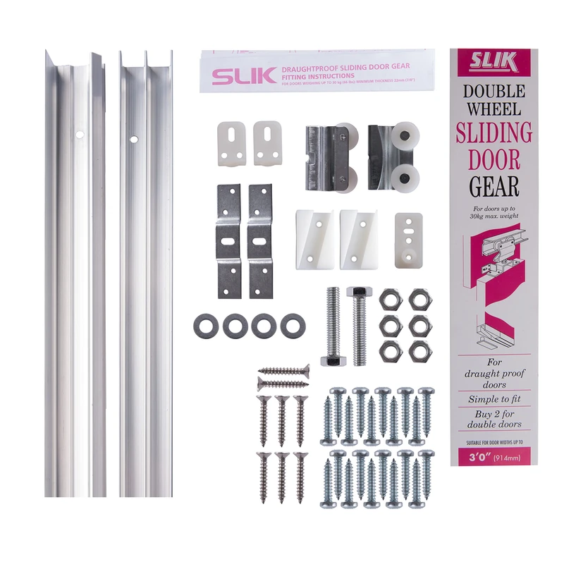 Slik 08SL005091 Double Wheel Type Sliding Door Gear Track 914mm, Aluminium