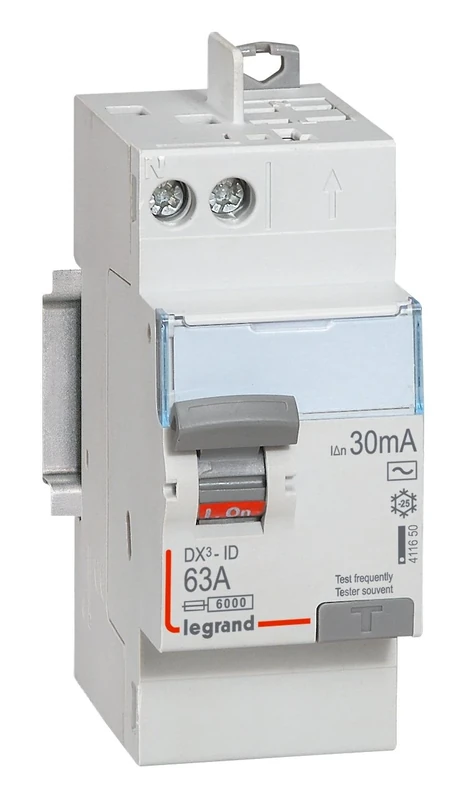 Legrand LEG411650 dx Differential Switch Screw Self-id - 2P 230 V 63 A Type AC 30 mA start up, 2 m