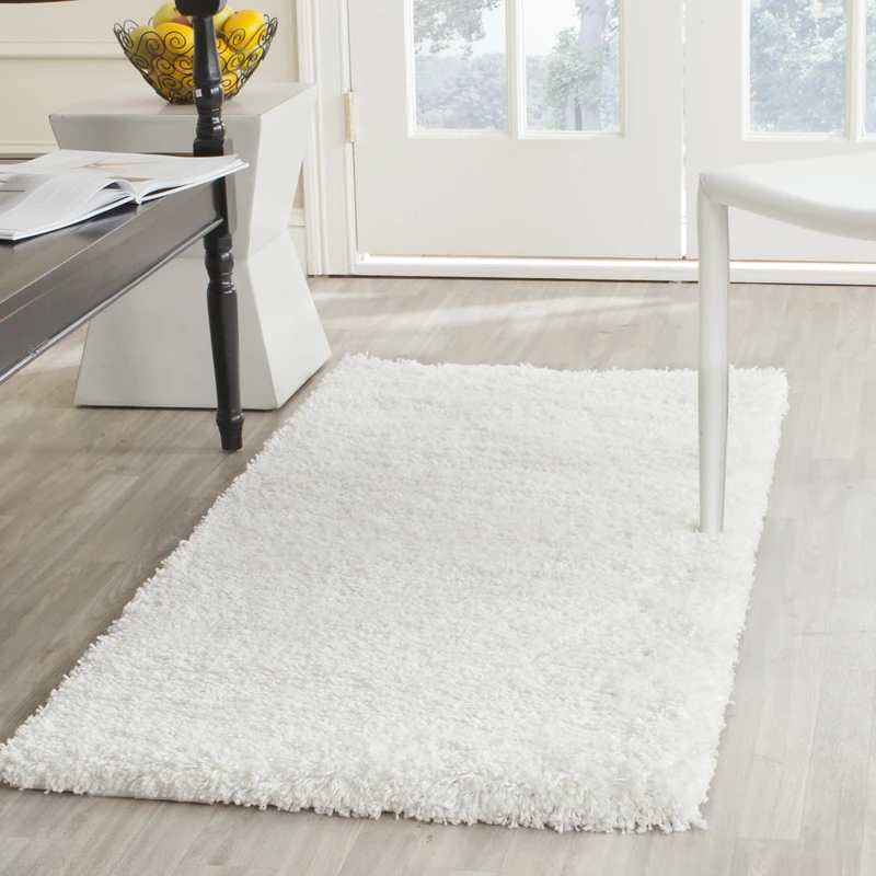 Safavieh Shaggy Indoor Woven Runner Area Rug, California Shag Collection, SG151, in White, 69 X 152 cm for Living Room, Bedroom or Any Indoor Space - Image 1