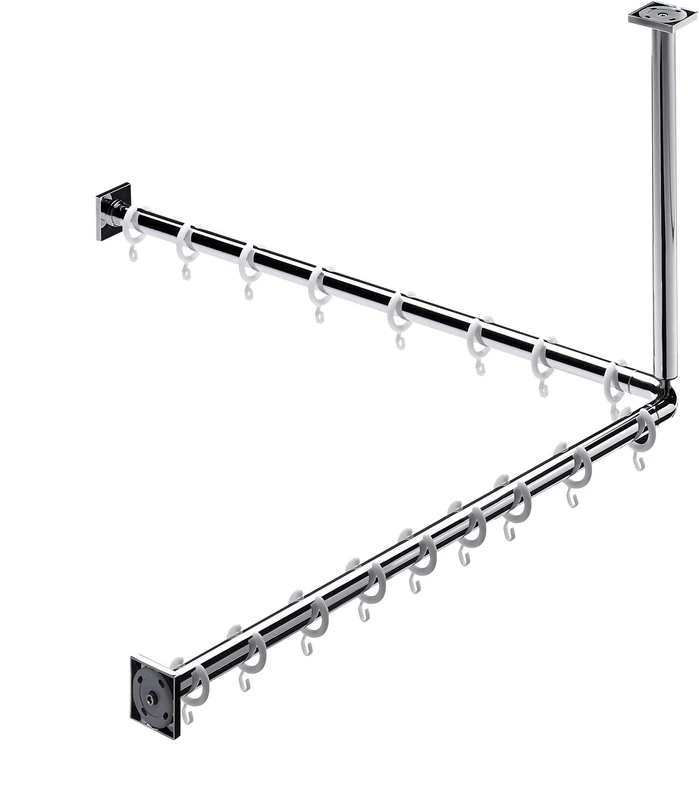 Emco System 2 358700120 Shower Curtain Set 800 mm with 16 Curtain Rings, Chrome - Image 1