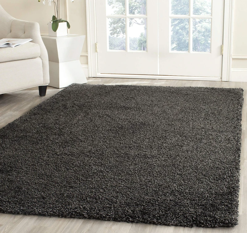 Safavieh Shaggy Indoor Woven Rectangle Area Rug, Milan Shag Collection, SG180, in Dark Grey, 91 x 152 cm for Living Room, Bedroom or Any Indoor Space
