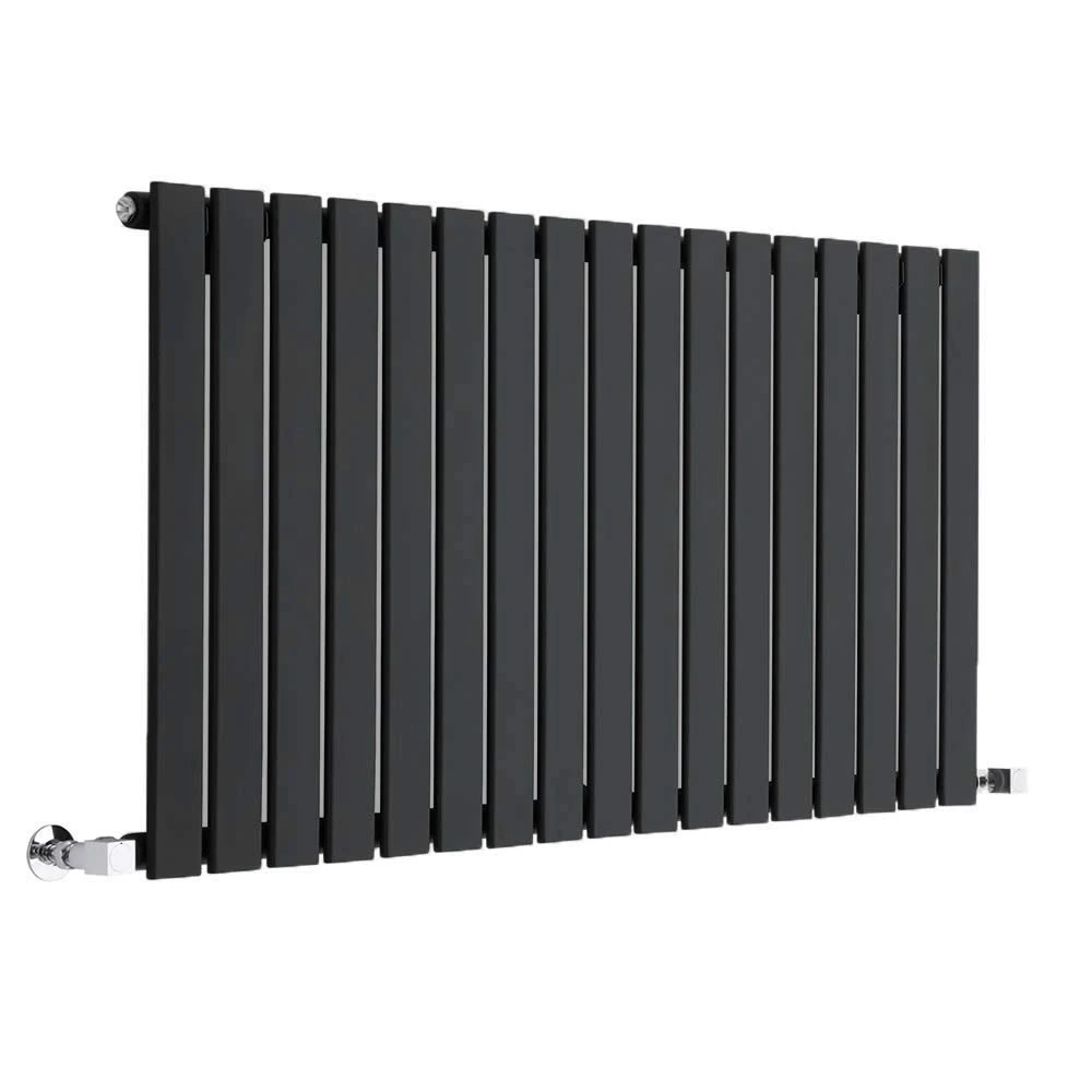 Milano Alpha Black Horizontal Single Flat Panel Radiator - 635mm x 1190mm