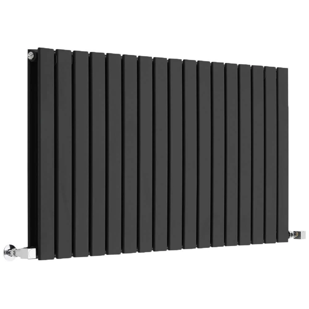 Milano Alpha Black Horizontal Double Flat Panel Radiator - 635mm x 1190mm
