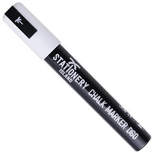 STATIONERY ISLAND Liquid Chalk Pens White Markers for blackboard Erasable Chalk Marker Pens Wipeable for Chalkboard, Window, Glass, Signs and mirror - 6mm Chisel Nibs (White Pack of 1)