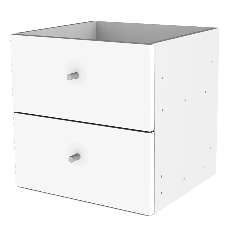 TENZO 1888 Box Set for Room Divider [Box with Drawers 33 x 33 x 32.5 cm, Painted Chipboard with Matte Finish, White