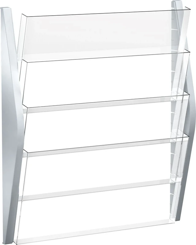 helit H6270400 Arch Display Newspaper, 4 Pockets, A3 Format, Square, Silver