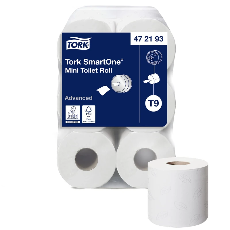 Tork SmartOne Mini Toilet Roll White T9, Advanced, 2-Ply, 12 x 620 Sheets, 472193