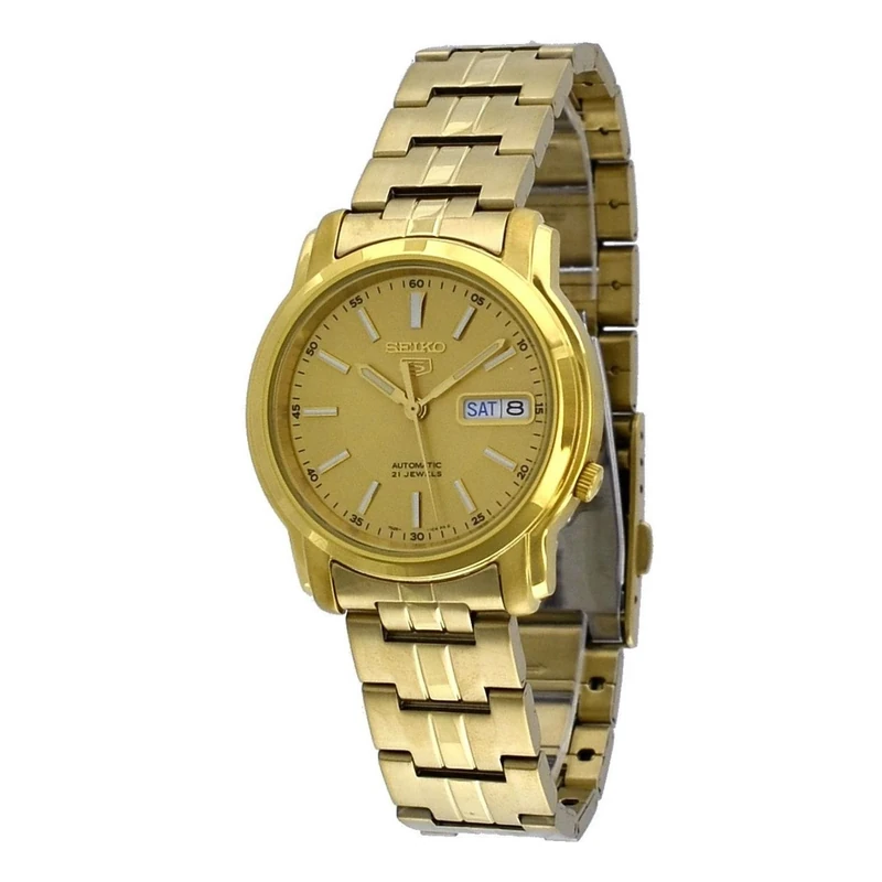 Seiko Mens Watch SNKL86 K1 - Round Gold Dial Analogue Timepiece