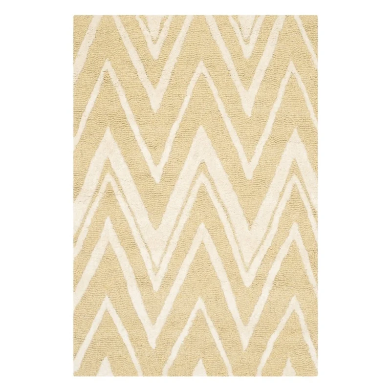 Safavieh Modern Indoor Hand Tufted Rectangle Area Rug, Cambridge Collection, CAM711, in Light Gold / Ivory, 183 X 274 cm for Living Room, Bedroom or Any Indoor Space