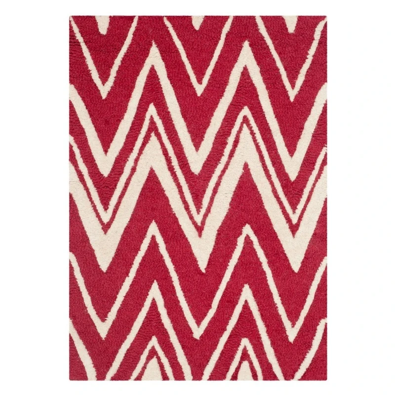 Safavieh Modern Indoor Hand Tufted Rectangle Area Rug, Cambridge Collection, CAM711, in Red / Ivory, 183 X 274 cm for Living Room, Bedroom or Any Indoor Space