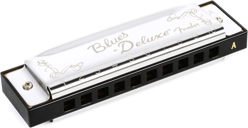 Fender Blues Deluxe Harmonica, Key of A, 10 Holes, Nickel Chrome, Includes Case