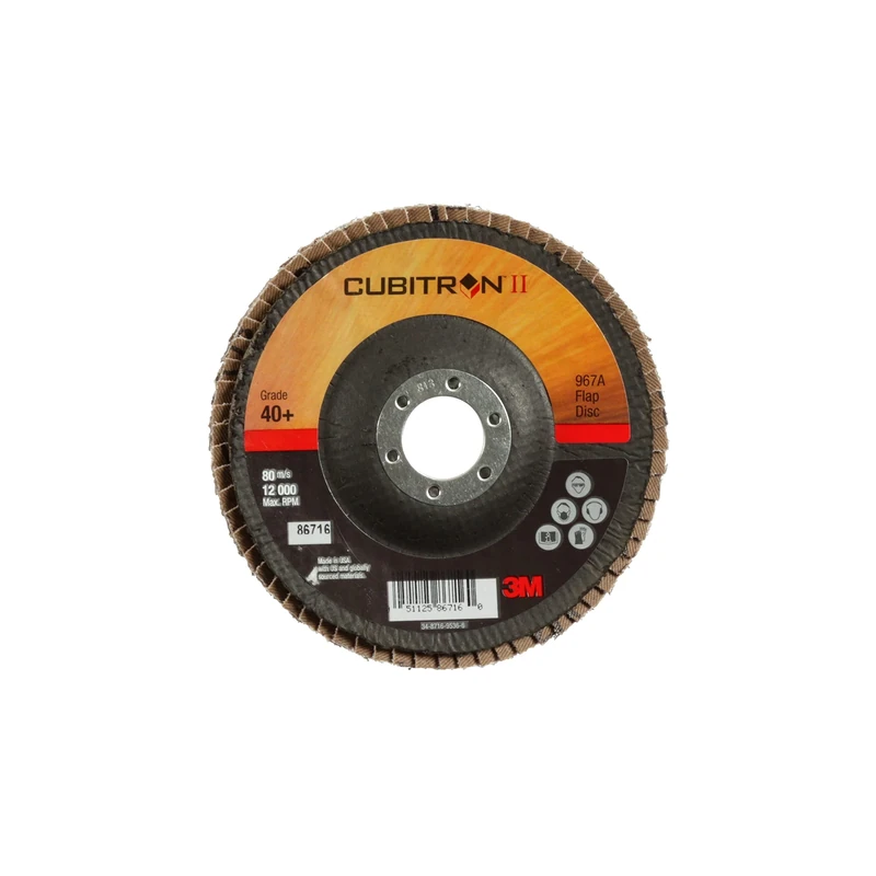 3M Cubitron II Flap Disc 967A, T29, 5 in x 7/8 in, 40+, 10 per case