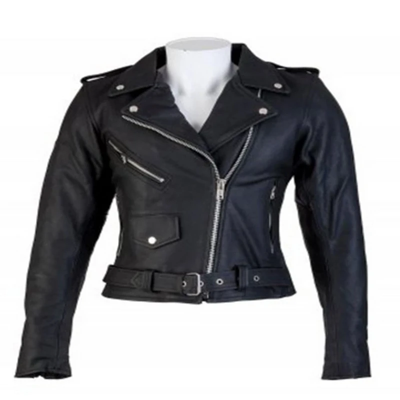 Bikers Gear Australia 'The Patrol' Ladies Classic Vintage Brando Style Leather Harley Cruiser Jacket with CE 1621-1 Armour, 2XL