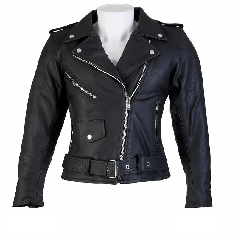 Bikers Gear Australia 'The Patrol' Ladies Classic Vintage Brando Style Leather Harley Cruiser Jacket with CE 1621-1 Armour, 3XL