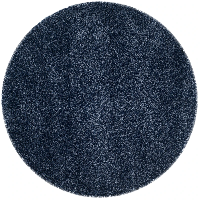 Safavieh Shaggy Indoor Woven Round Area Rug, California Shag Collection, SG151, in Navy, 122 X 122 cm for Living Room, Bedroom or Any Indoor Space