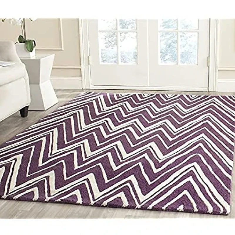 Safavieh Modern Indoor Hand Tufted Rectangle Area Rug, Cambridge Collection, CAM711, in Purple / Ivory, 183 X 274 cm for Living Room, Bedroom or Any Indoor Space