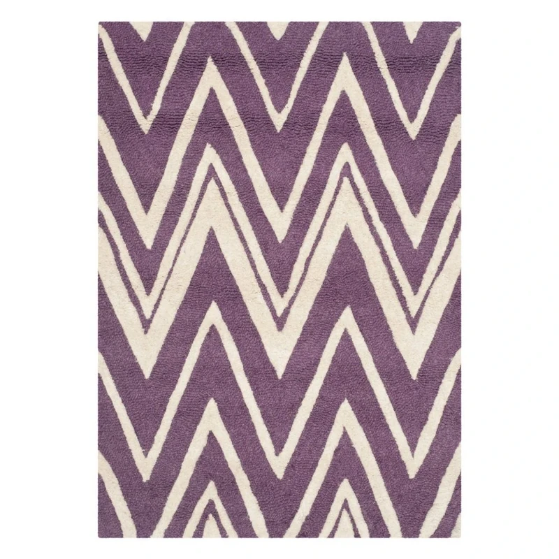 Safavieh Modern Indoor Hand Tufted Rectangle Area Rug, Cambridge Collection, CAM711, in Purple / Ivory, 122 X 183 cm for Living Room, Bedroom or Any Indoor Space