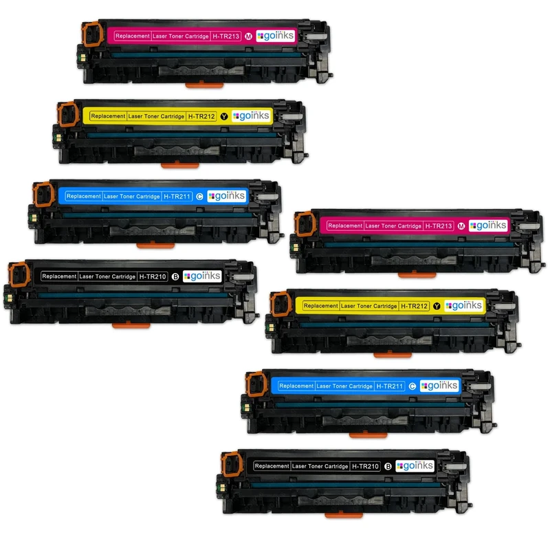 Go Inks 2 Set of 4 Laser Toner Cartridges to replace HP CF210X/CF211A/CF212A/CF213A Compatible/non-OEM for use with HP LaserJet Pro 200 Color Printers (8 Toners)