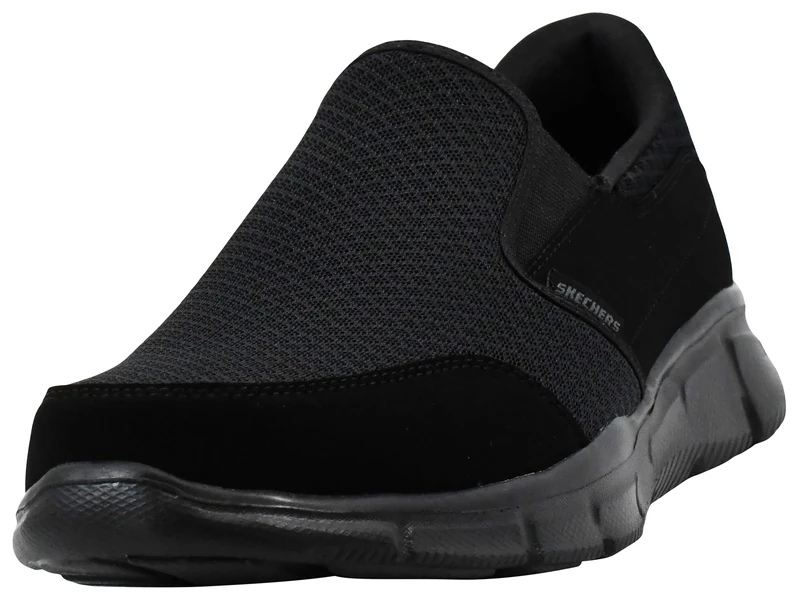 Skechers Men's Equaliser Persistent Low-Top Sneakers, Black Mesh/ Duraleather/ Trim, 6 UK