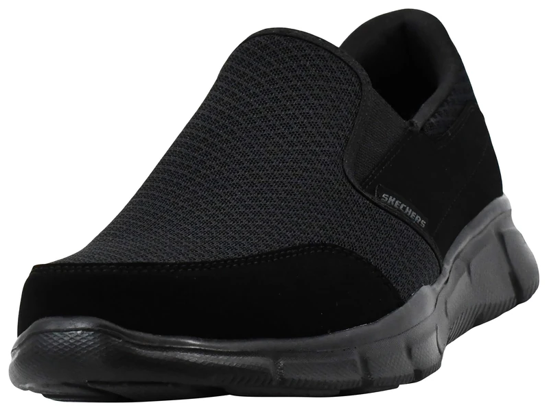 Skechers Men's Equaliser Persistent Low-Top Sneakers, Black Mesh/ Duraleather/ Trim, 11 UK