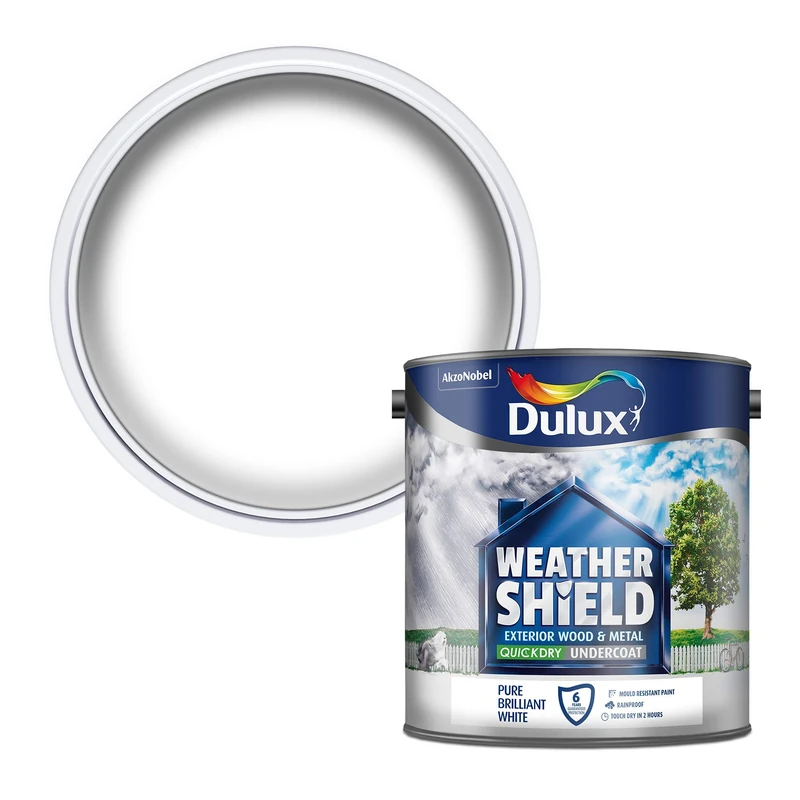 Dulux Weather Shield Quick Dry Undercoat Paint, 2.5 L - Pure Brilliant White