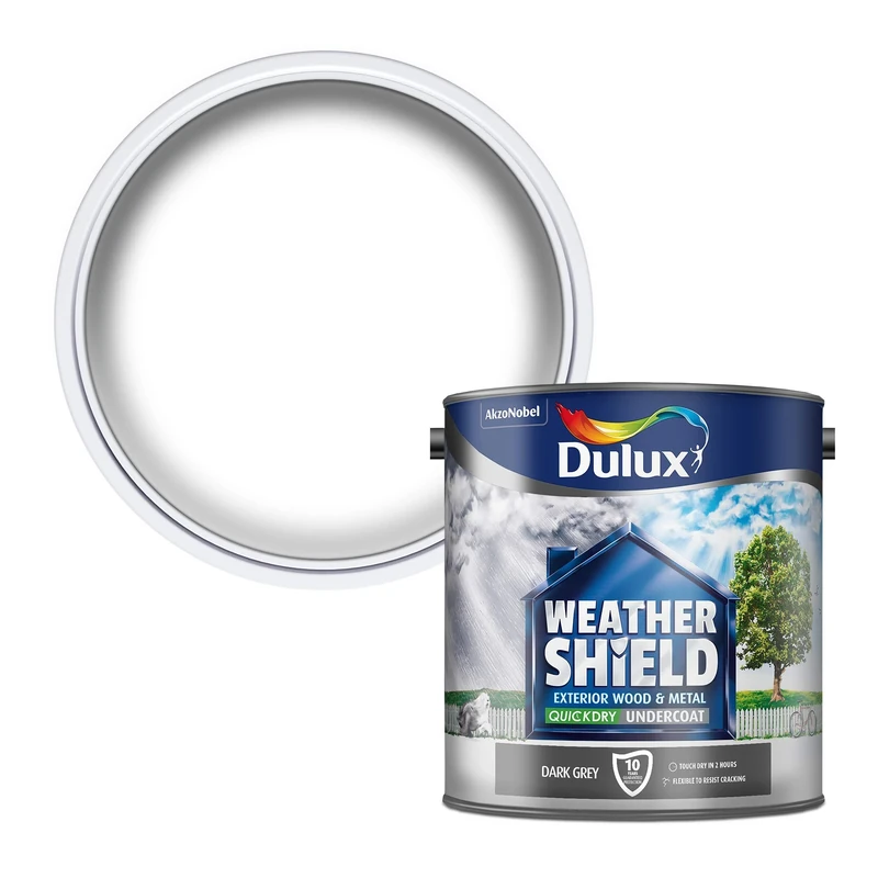 Dulux Weather Shield Quick Dry Undercoat Paint, 2.5 Litres - Dark Grey