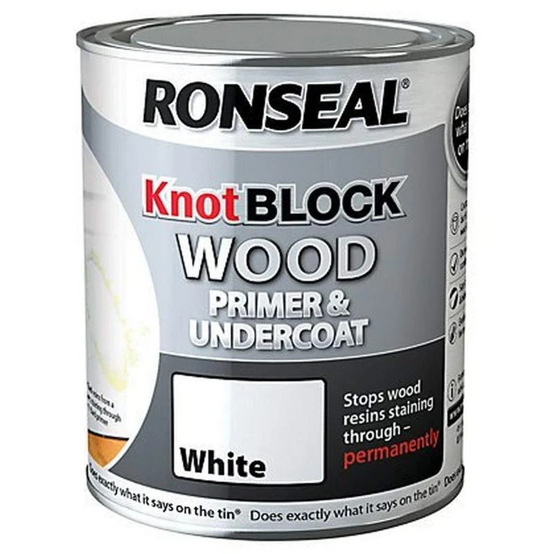Ronseal RSLKBPU25L Knot Block Primer and Undercoat, White, 2.5 Litre